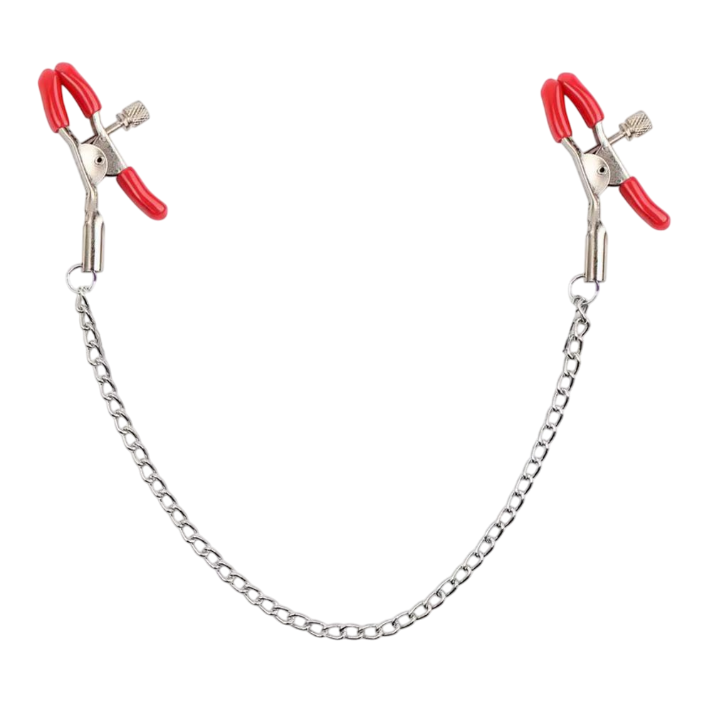 Stainless Steel RED Nipple Clamps with Chain