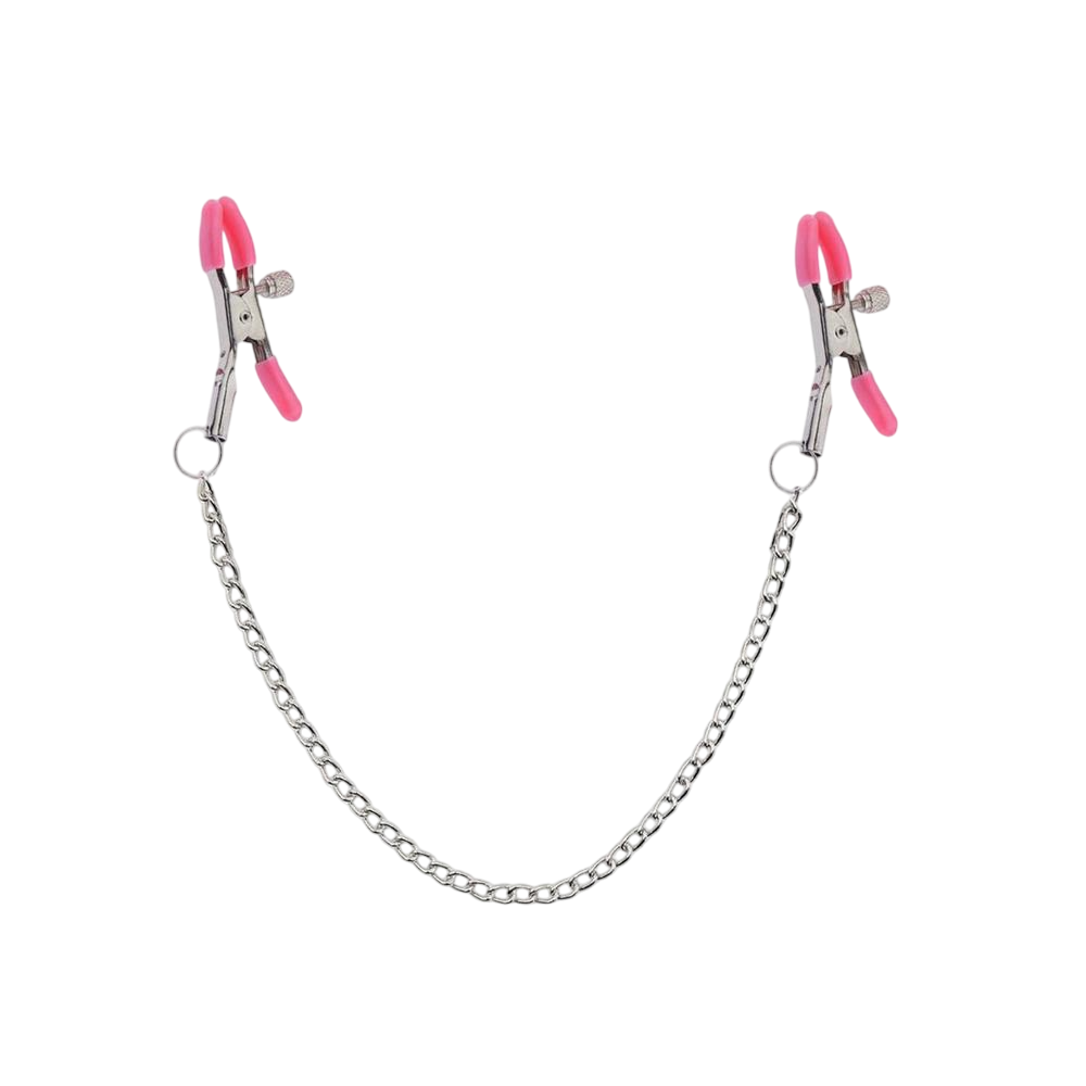 Stainless Steel PINK Nipple Clamps with Chain
