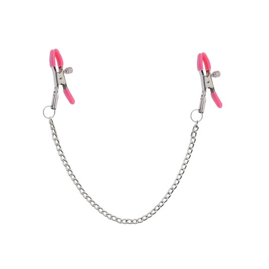 Stainless Steel PINK Nipple Clamps with Chain