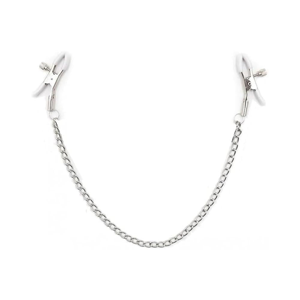 Stainless Steel WHITE Nipple Clamps with Chain