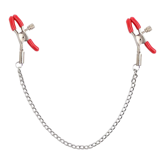 Stainless Steel RED Nipple Clamps with Chain