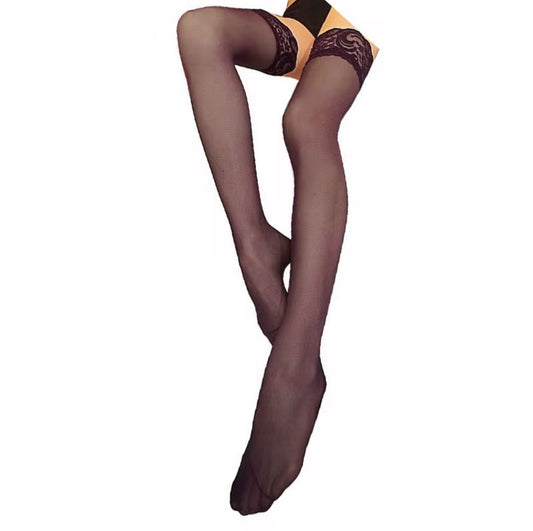 Sheer Black Lace Thigh High Stockings