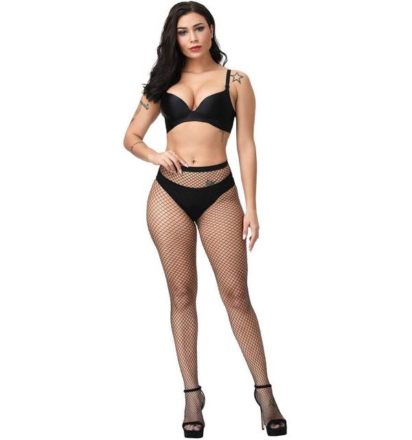 High-Waisted Black Fishnet Tights