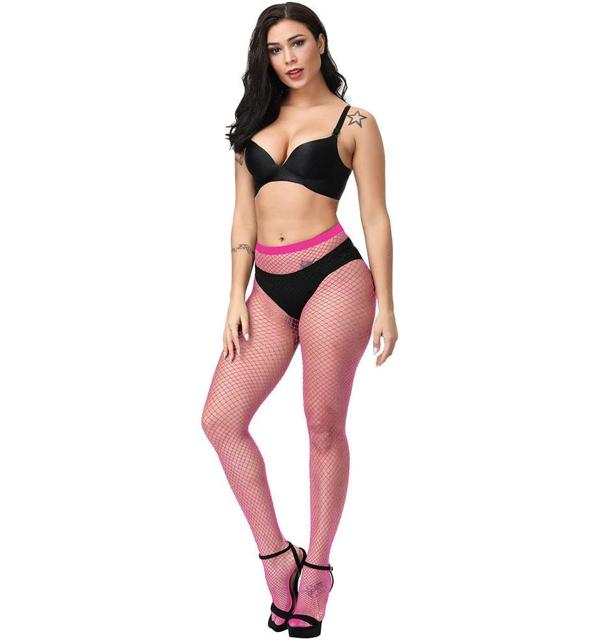 High-Waisted Pink Fishnet Tights